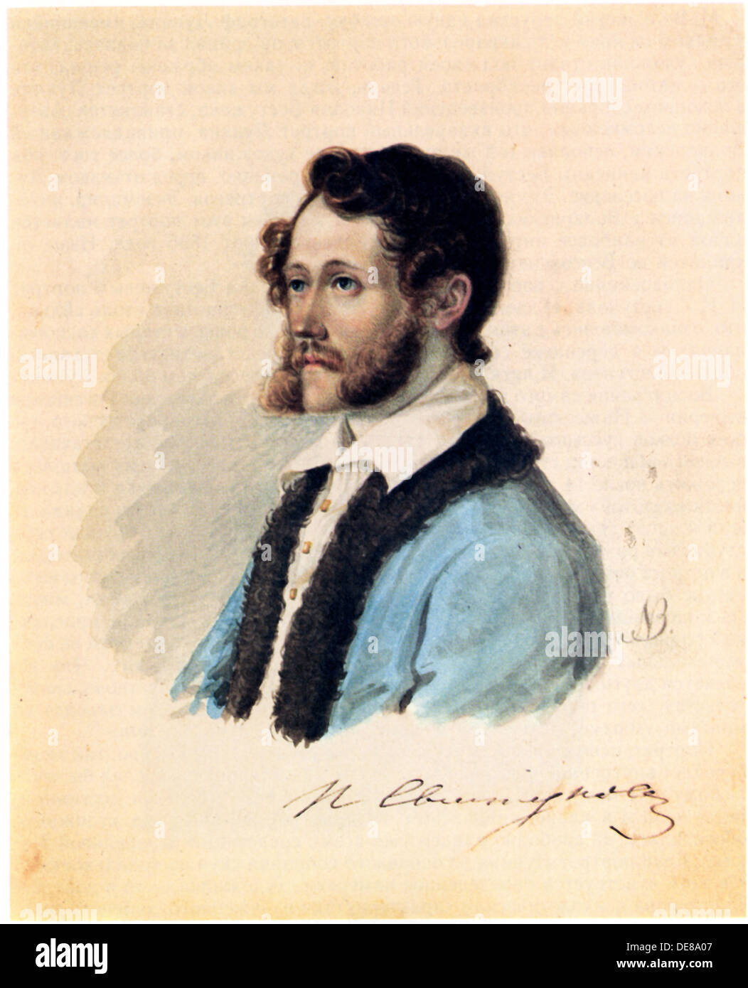 Portrait of Decembrist Pyotr Svistunov (1803-1889), 1836. Artist: Bestuzhev, Nikolai Alexandrovich (1791-1855) Stock Photo