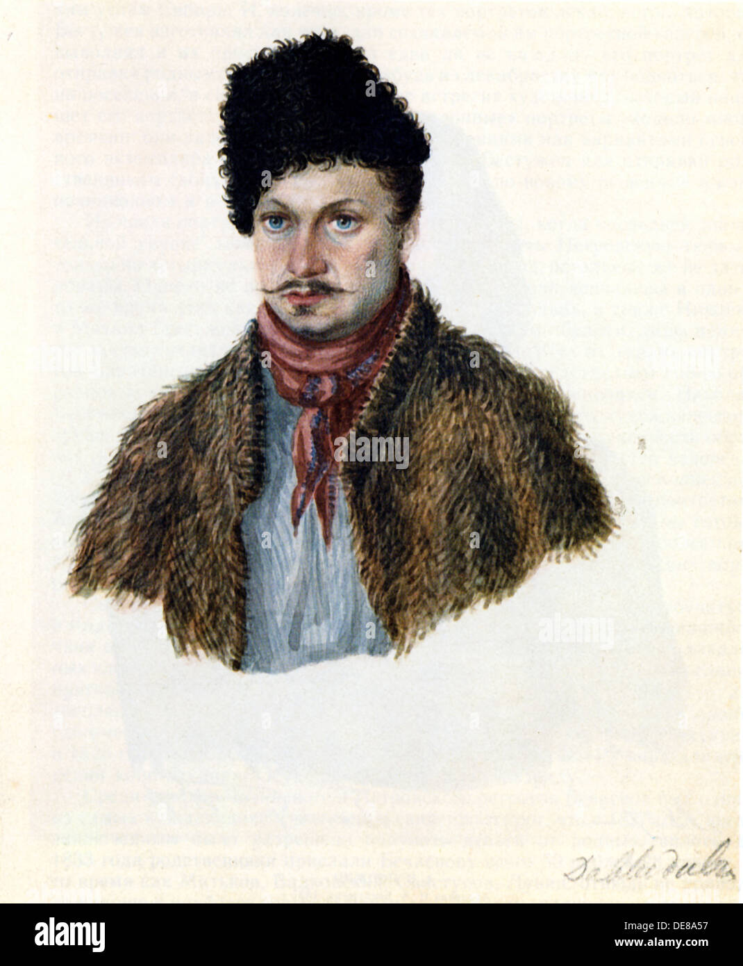 Portrait of Decembrist Vasily Davydov (1793-1855), 1839. Artist: Bestuzhev, Nikolai Alexandrovich (1791-1855) Stock Photo