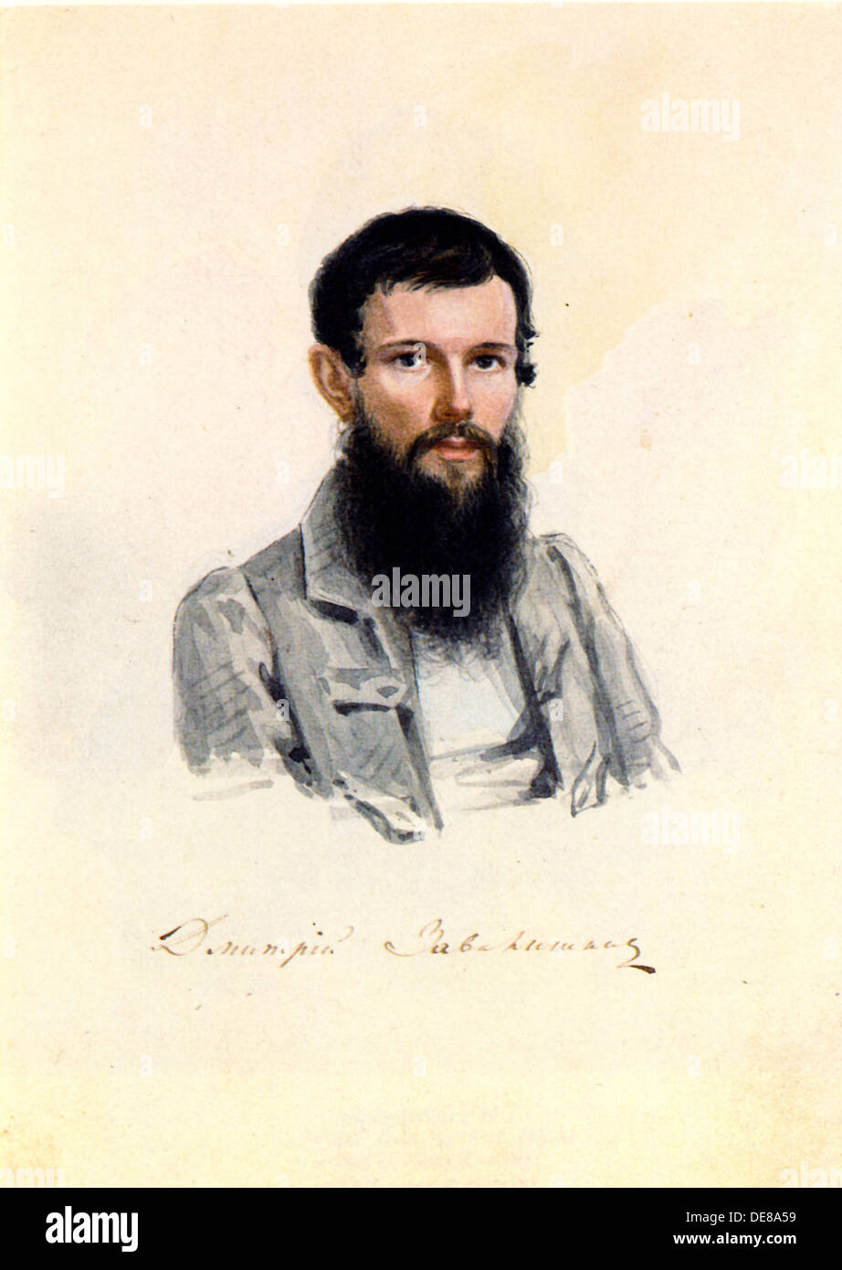Portrait of Decembrist Dmitry Zavalishin (1804-1892), 1839. Artist: Bestuzhev, Nikolai Alexandrovich (1791-1855) Stock Photo