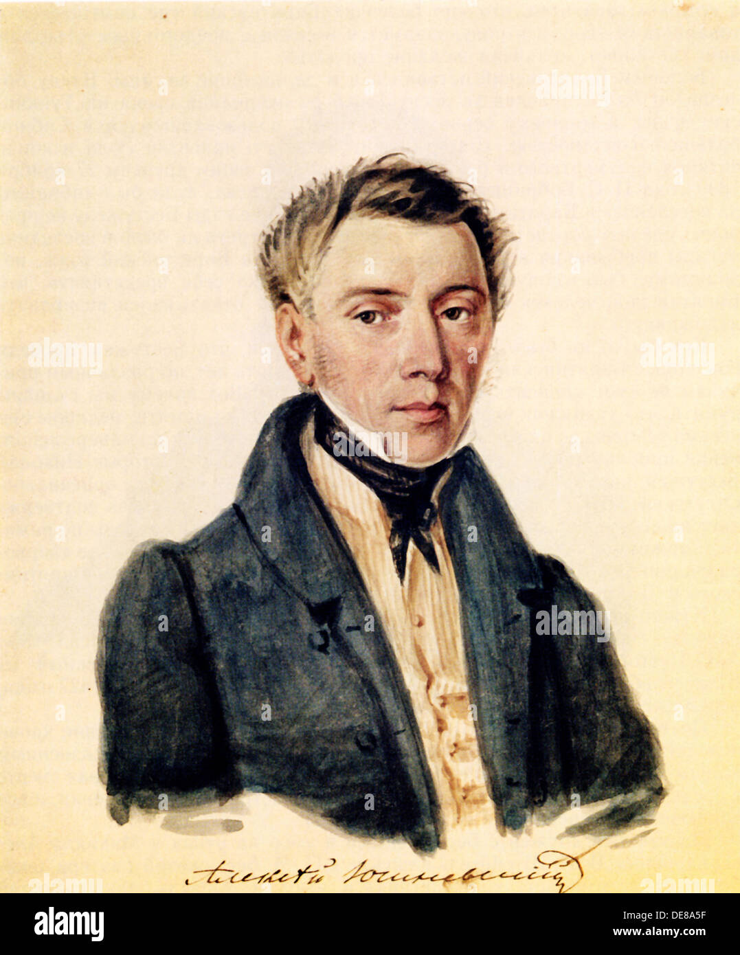 Portrait of Decembrist Alexander Yushnevsky (1786-1844), 1839. Artist: Bestuzhev, Nikolai Alexandrovich (1791-1855) Stock Photo