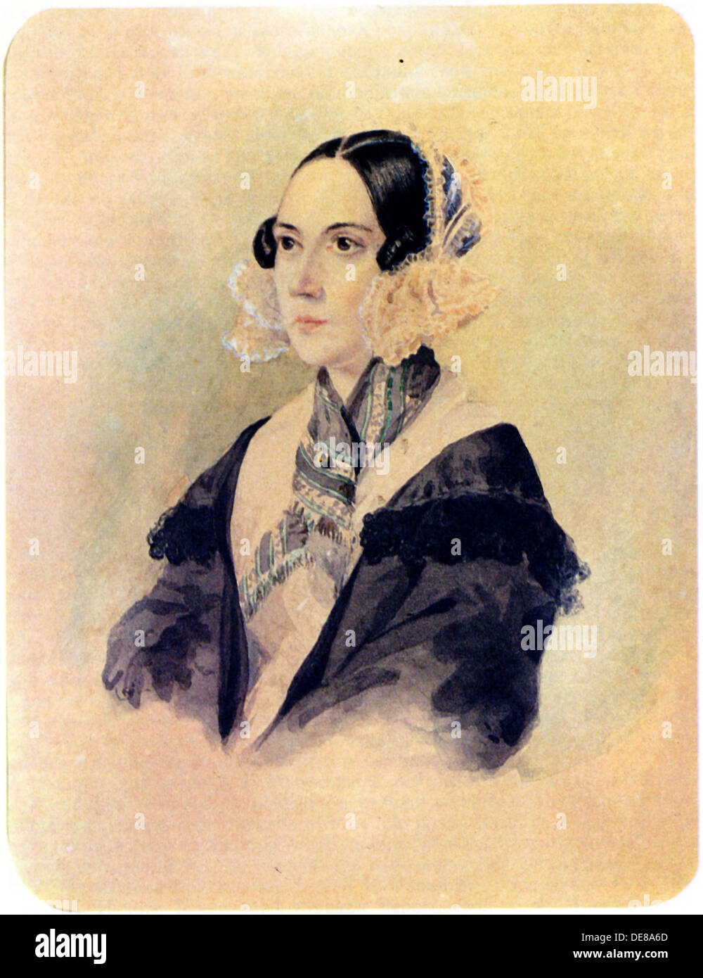 Portrait of Decembrist Baroness Anna von Rosen (1797-1883), 1832. Artist: Bestuzhev, Nikolai Alexandrovich (1791-1855) Stock Photo