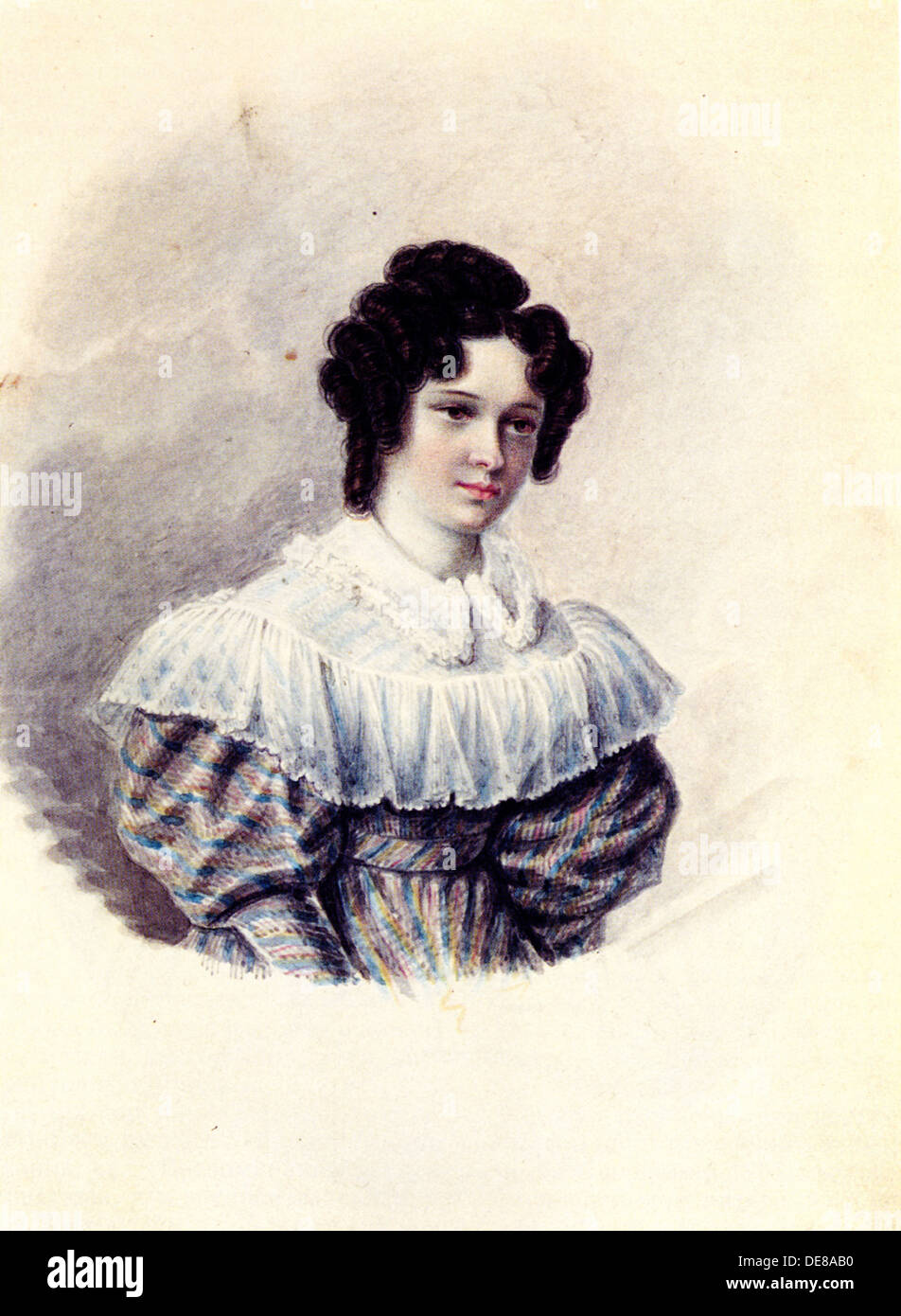 Portrait of Alexandra Ivanovna Davydova (1802-1895), wife of Decembrist Vasily Davydov, 1830-1839. Artist: Bestuzhev, Nikolai Alexandrovich (1791-1855 Stock Photo