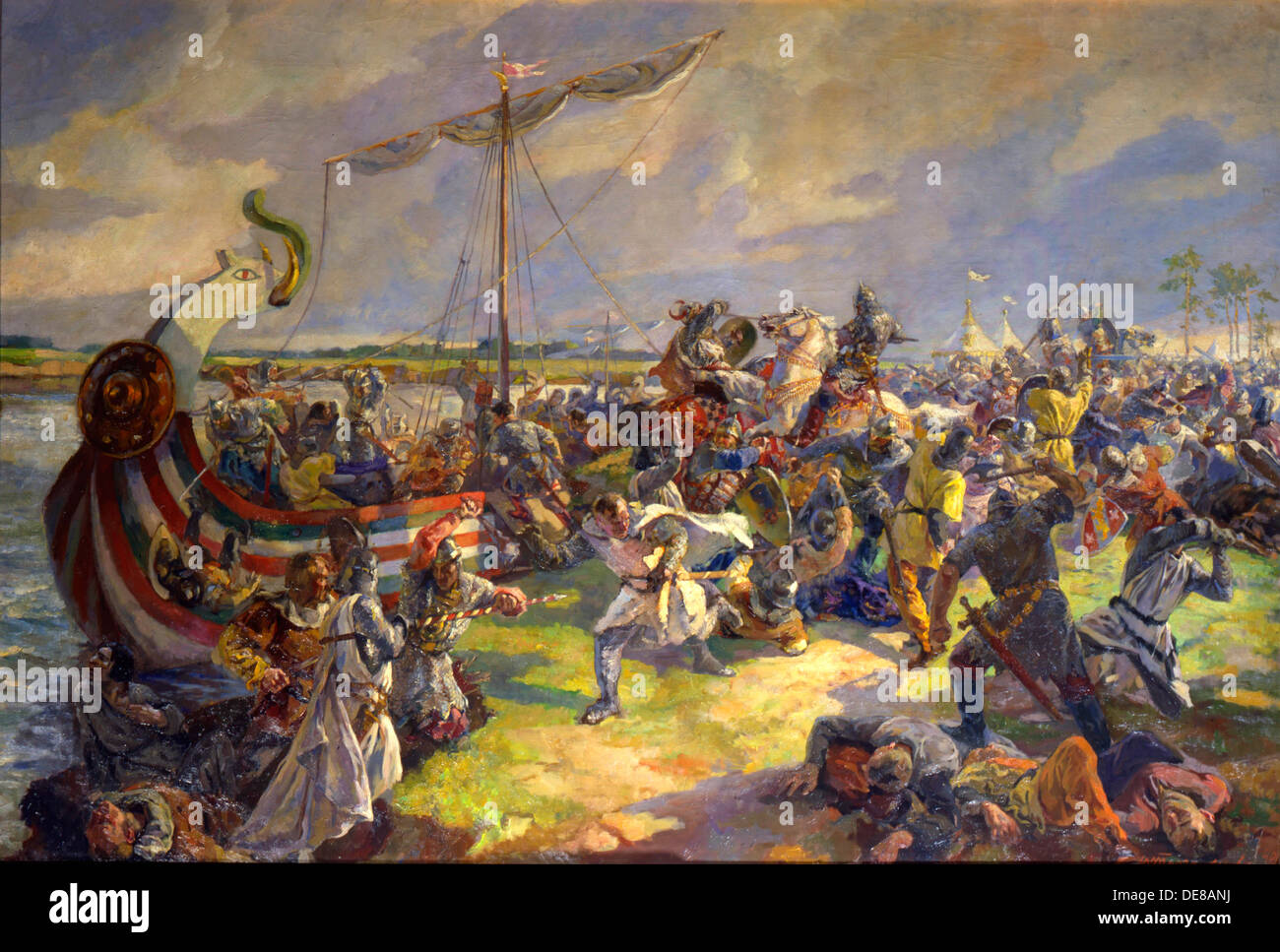 'The Battle of the Neva on July 15, 1240', 1940.  Artist: Julia Truze-Ternovskaya Stock Photo