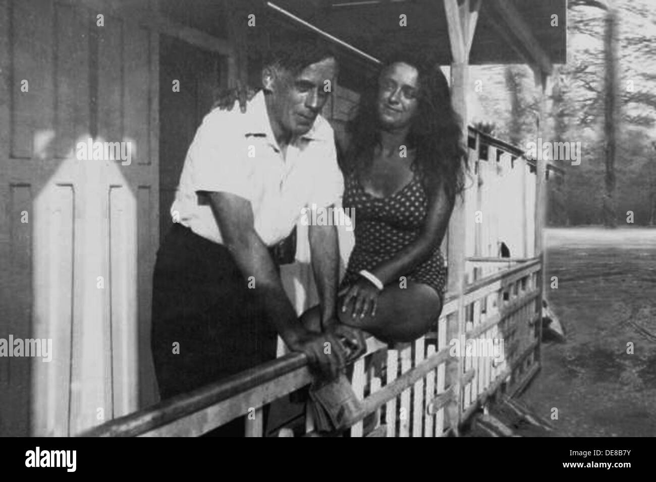 Sergey Efron with daughter Ariadne, 1930s. Stock Photo