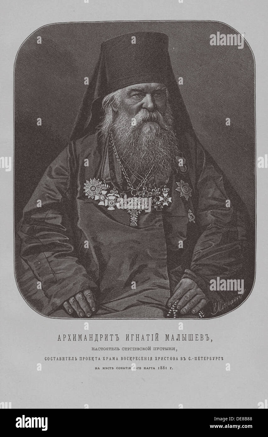 Archimandrite Ignatius Malyshev, Father superior of the Coastal Monastery of St. Sergius. Artist: Borel, Pyotr Fyodorovich (1829-1898) Stock Photo