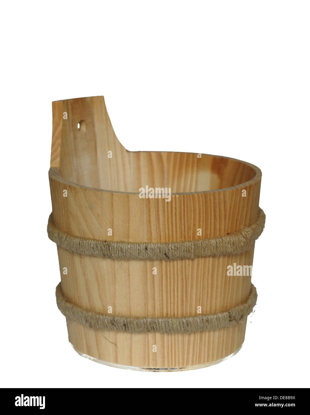 wooden bucket on white background Stock Photo