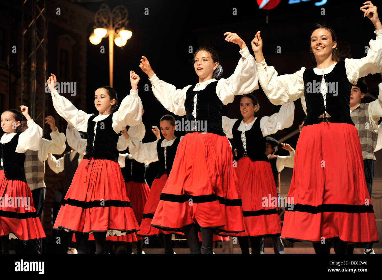 Members of folk groups Gero Axular in Basque folk costume during the
