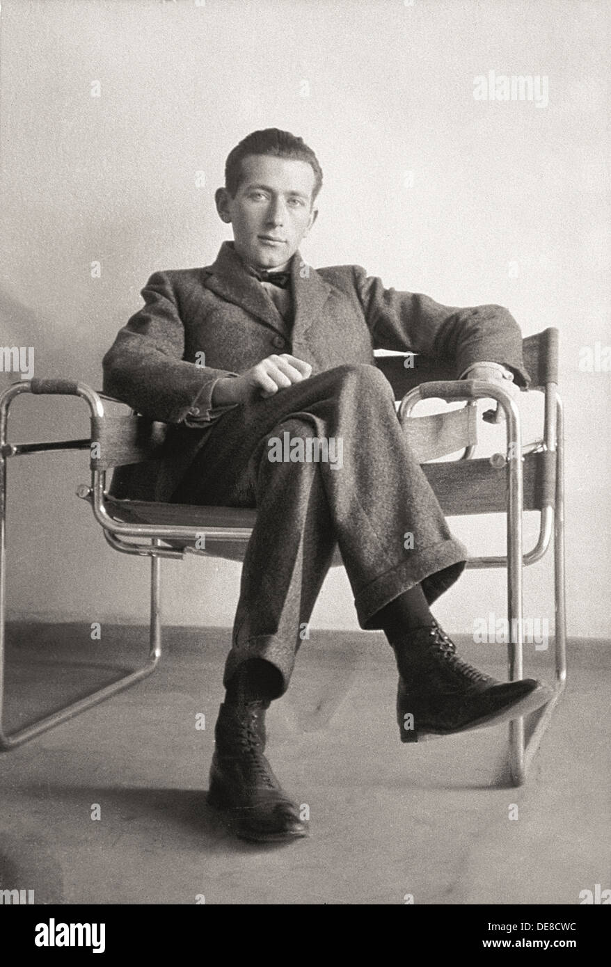 Marcel Breuer in the Wassily chair, 1926. Stock Photo