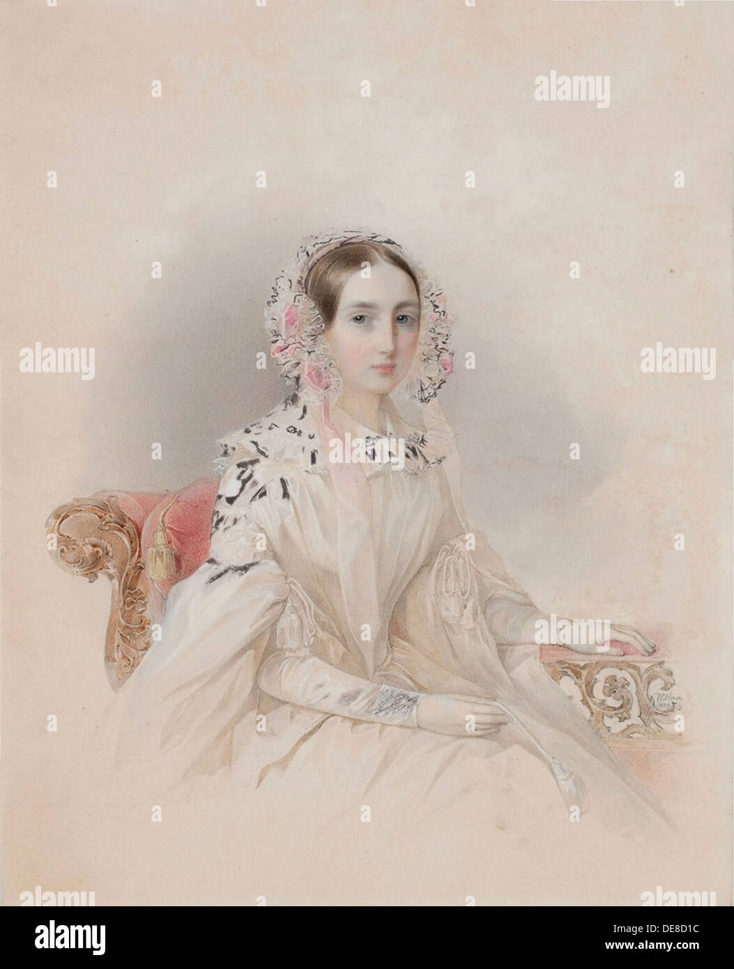 Portrait of Princess Therese of Nassau-Weilburg (1815-1871), 1838. Artist: Hau (Gau), Vladimir Ivanovich (1816-1895) Stock Photo