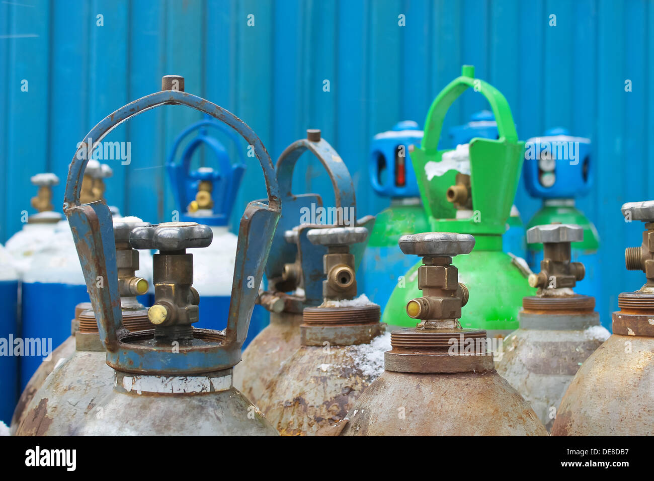 Oxygen tanks of stock industrial enterprises Stock Photo Alamy