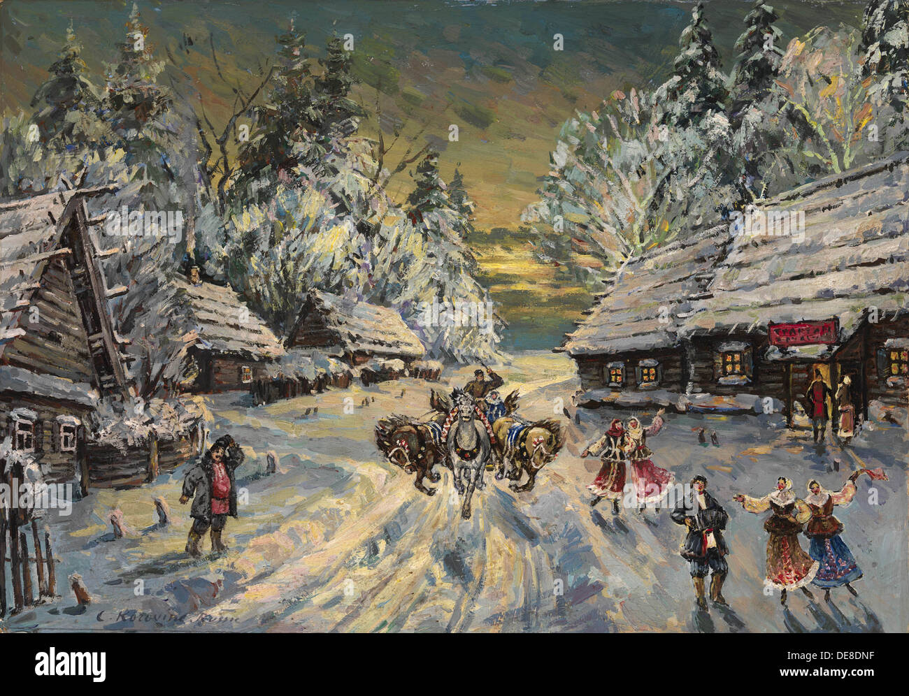 Russian Winter. Artist: Korovin, Konstantin Alexeyevich (1861-1939) Stock Photo