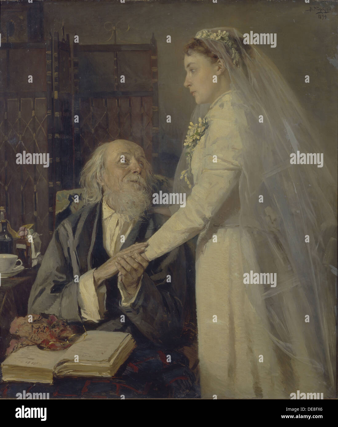 Before the wedding. (Farewell), 1894. Artist: Makovsky, Vladimir Yegorovich (1846-1920) Stock Photo