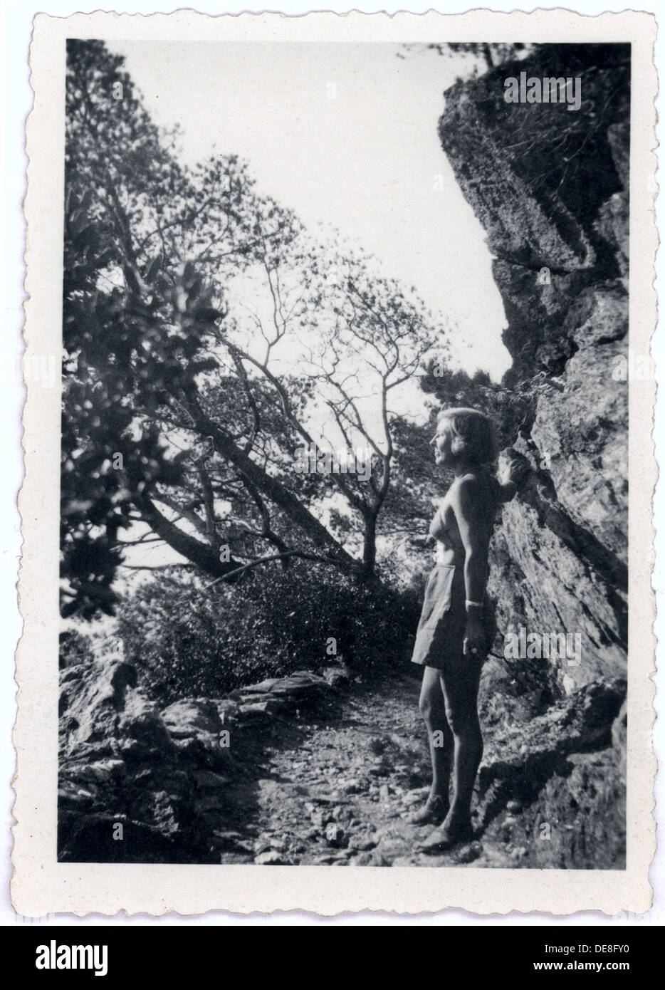 Marina Tsvetaeva in the mountains, 1930s. Stock Photo