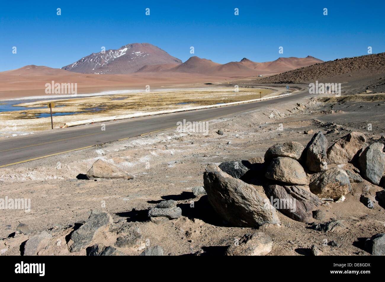 Chile. Atacama desert. Road from Chile to Argentina in the Paso de Jama. Stock Photo