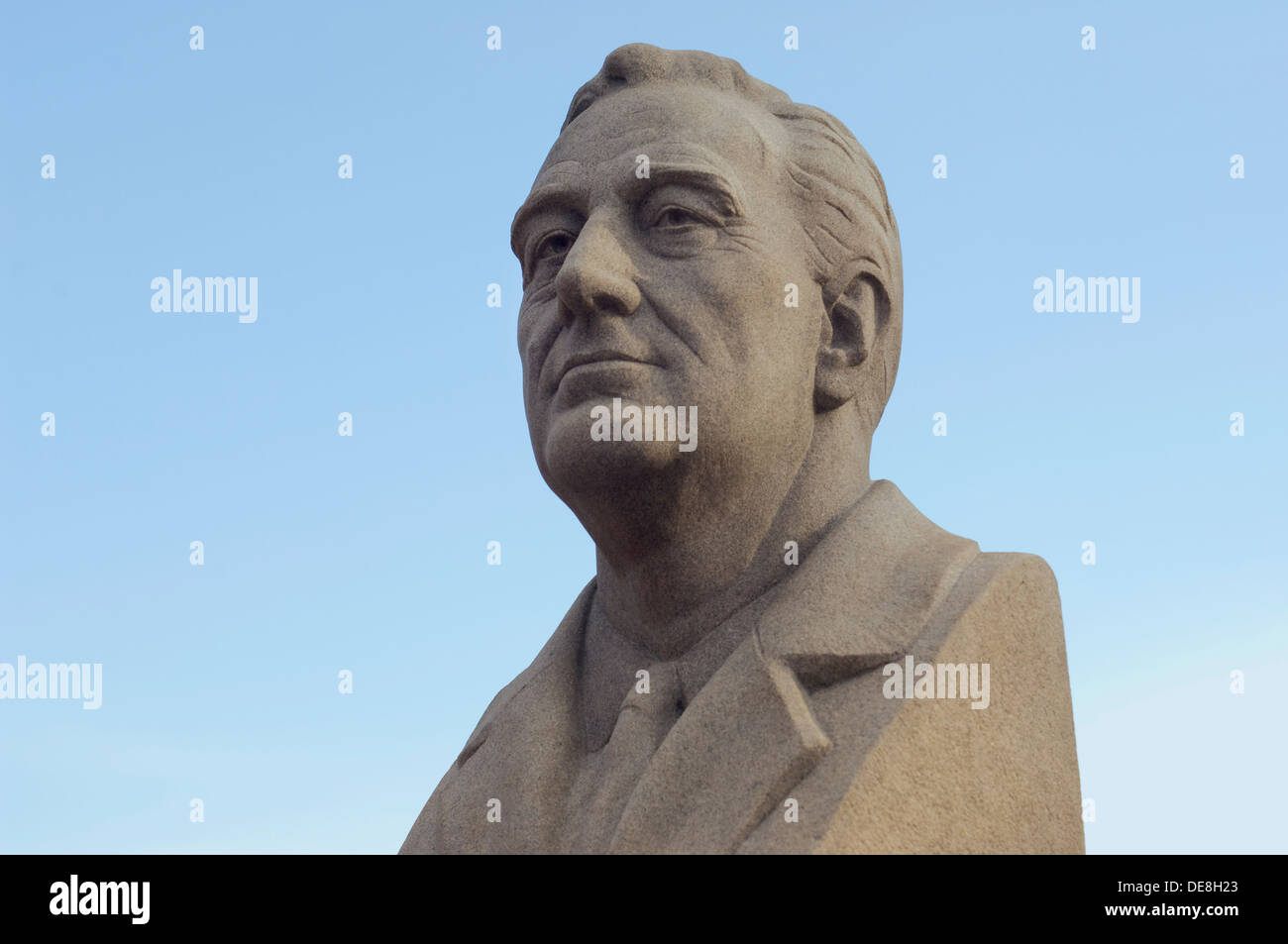Portrait bust of Franklin Roosevelt at his family home in Hyde Park, NY. Digital photograph Stock Photo