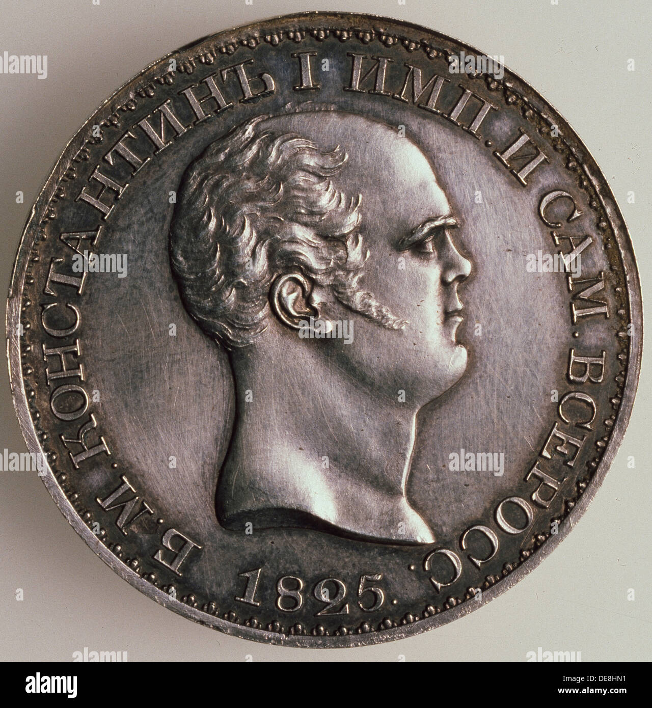 The Rubel of Constantine (Averse: Portrait of Constantine), 1825. Artist: Numismatic, Russian coins Stock Photo
