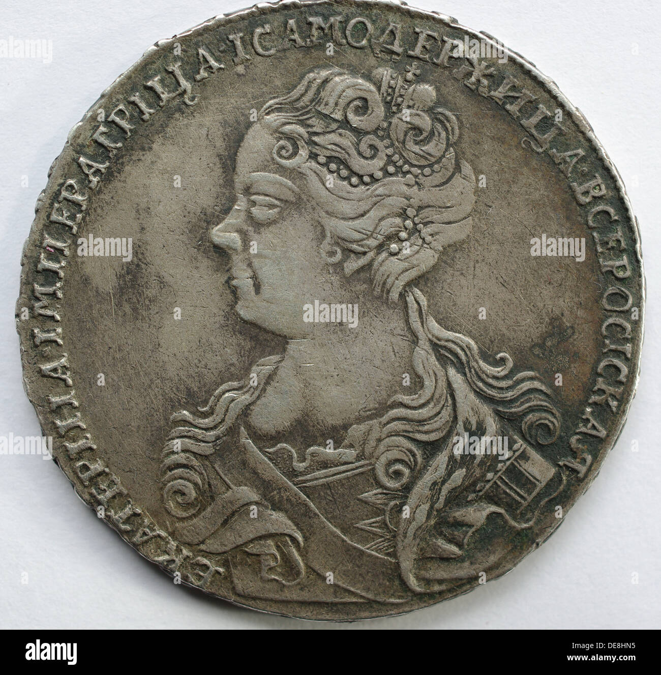 Silver Ruble of Catherine I, 1726. Artist: Numismatic, Russian coins Stock Photo