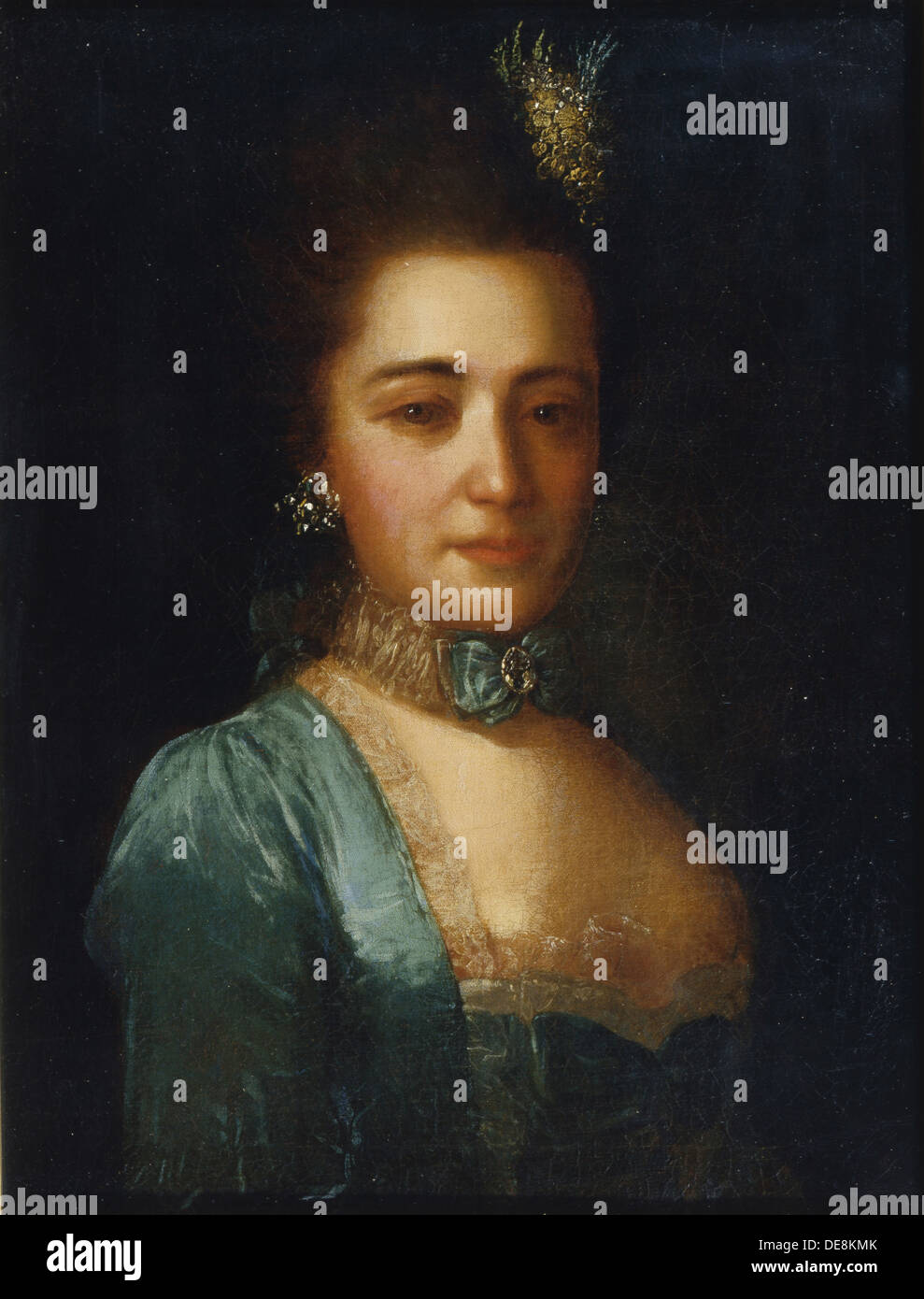 Portrait of Princess Praskovya Ivanovna Golitsyna. Artist: Rokotov, Fyodor Stepanovich (1735-1808) Stock Photo