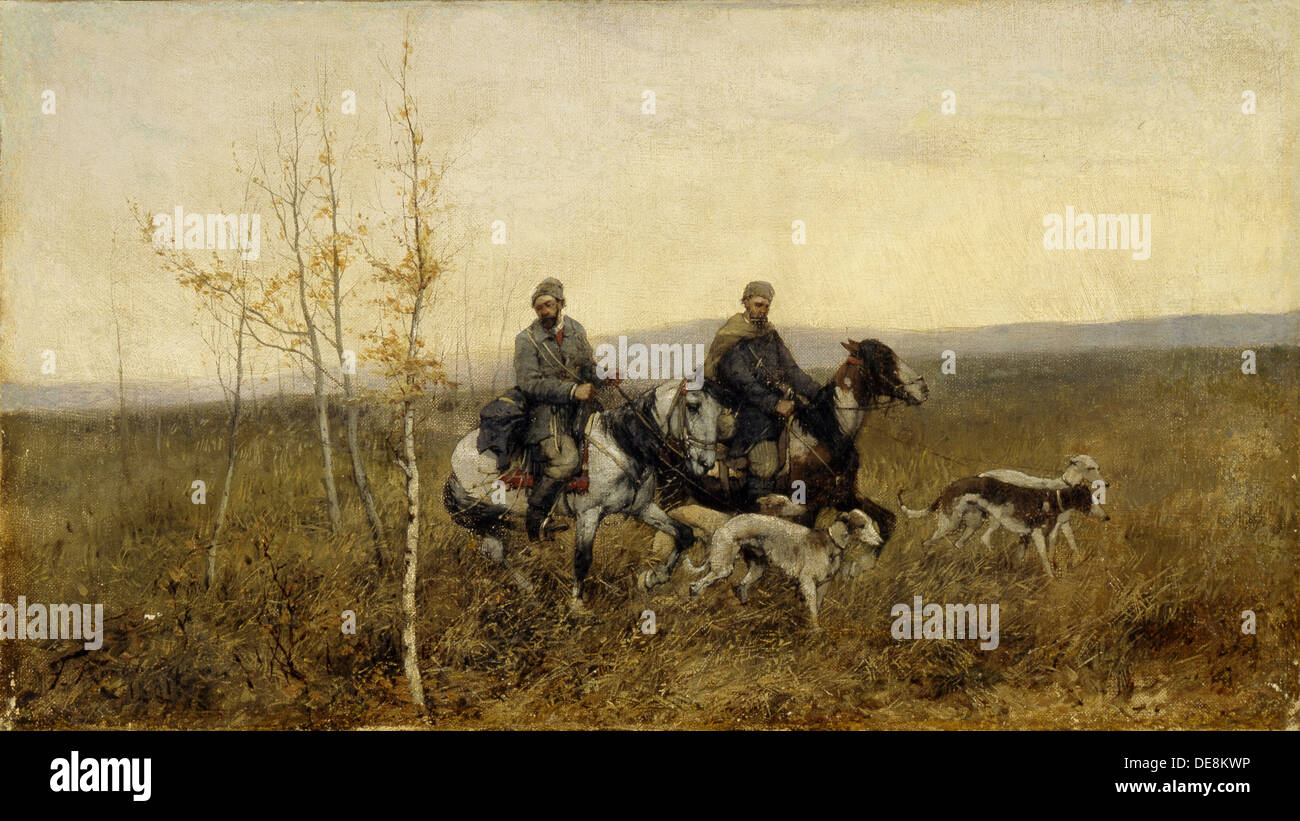 The Hunters, 1881. Artist: Roubaud, Franz (1856-1928) Stock Photo