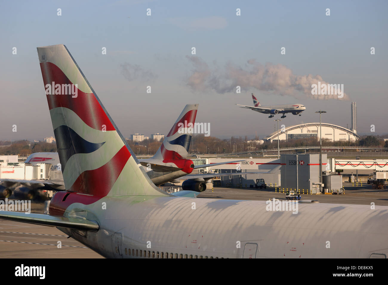 London, United Kingdom, Heckfluegel of machinery British Airways Stock Photo