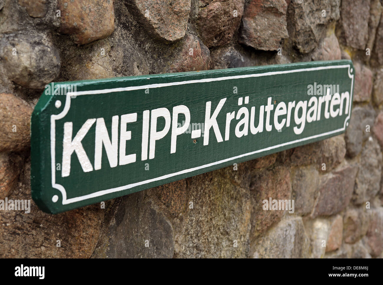 Buckow, Germany, Shield Kneipp Kraeutergarten - Stock Photo