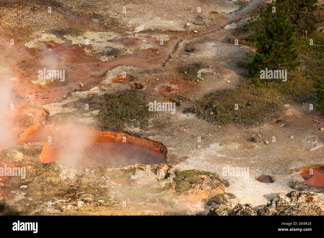 Photograph of the Artist Paint Pots area found in Yellowstone National Park, Wyoming. Stock Photo