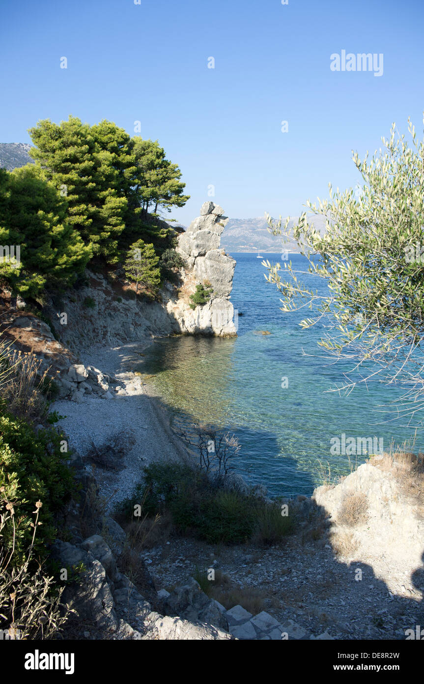 A quiet beach near Kalamos Town, Kalamos Island, Ionian, Greece. Stock Photo