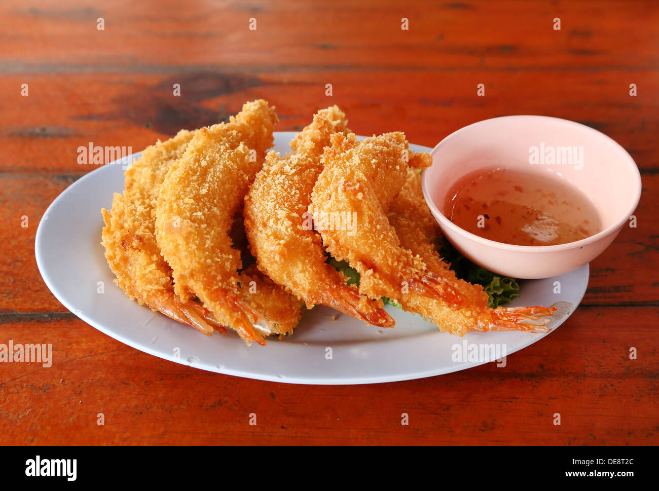 Shrimp Fritter on dish Stock Photo