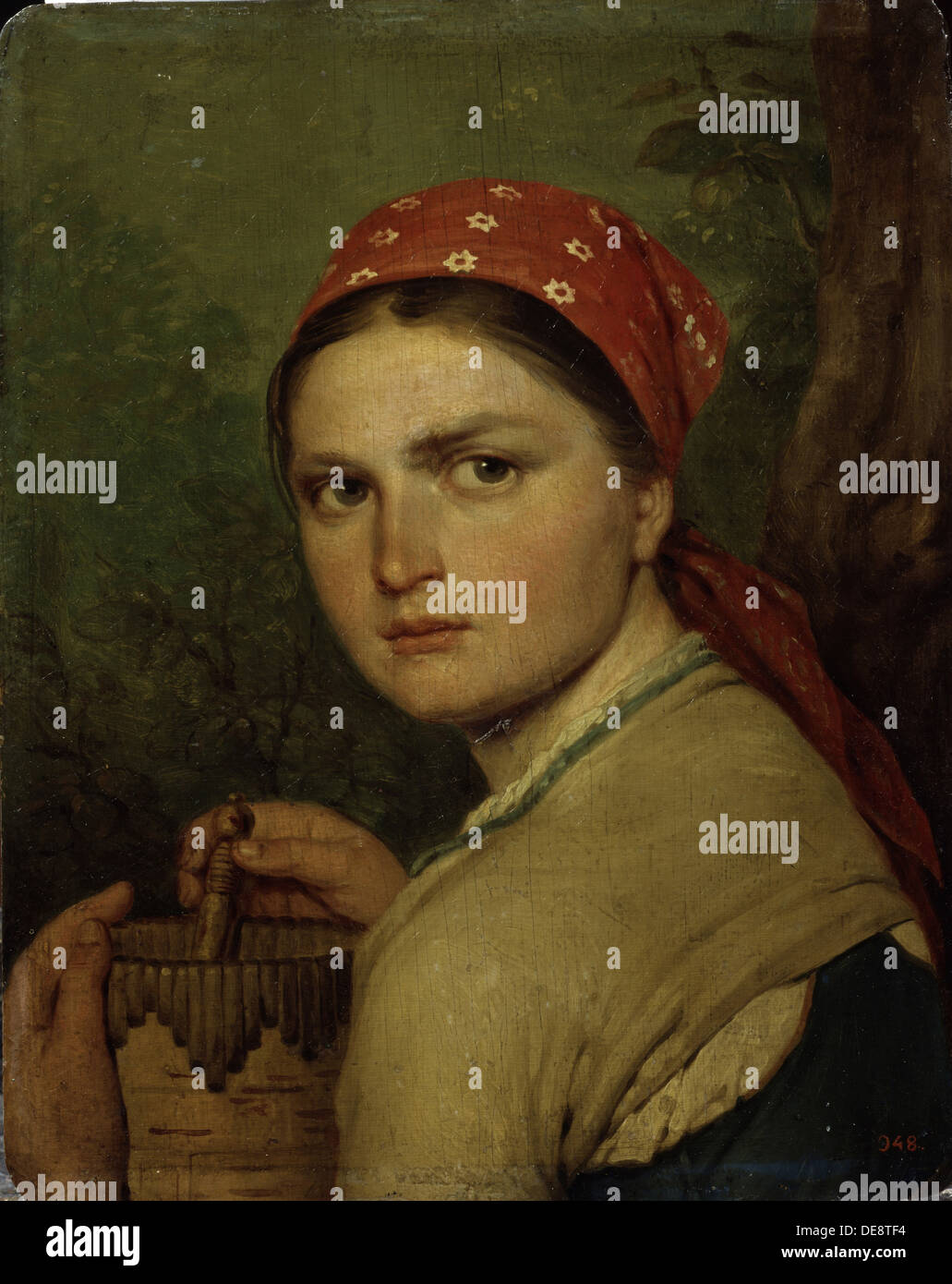 A Peasant Girl, c. 1824. Artist: Venetsianov, Alexei Gavrilovich (1780-1847) Stock Photo