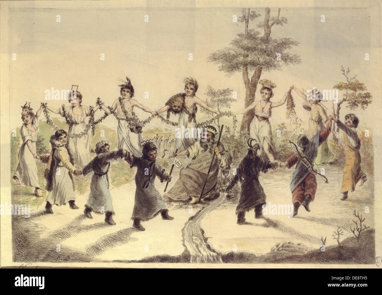 Allegory of the twelve months of the year, 1808. Artist: Venetsianov, Alexei Gavrilovich (1780-1847) Stock Photo