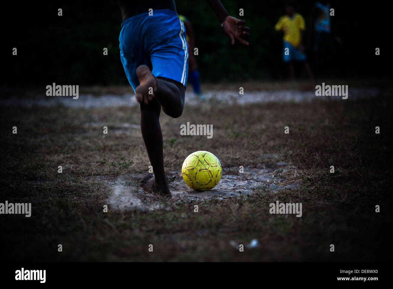 Countryside Brazil soccer. In Brazil black boys with remarkable talent for football usually have the nickname of Pelé. Stock Photo