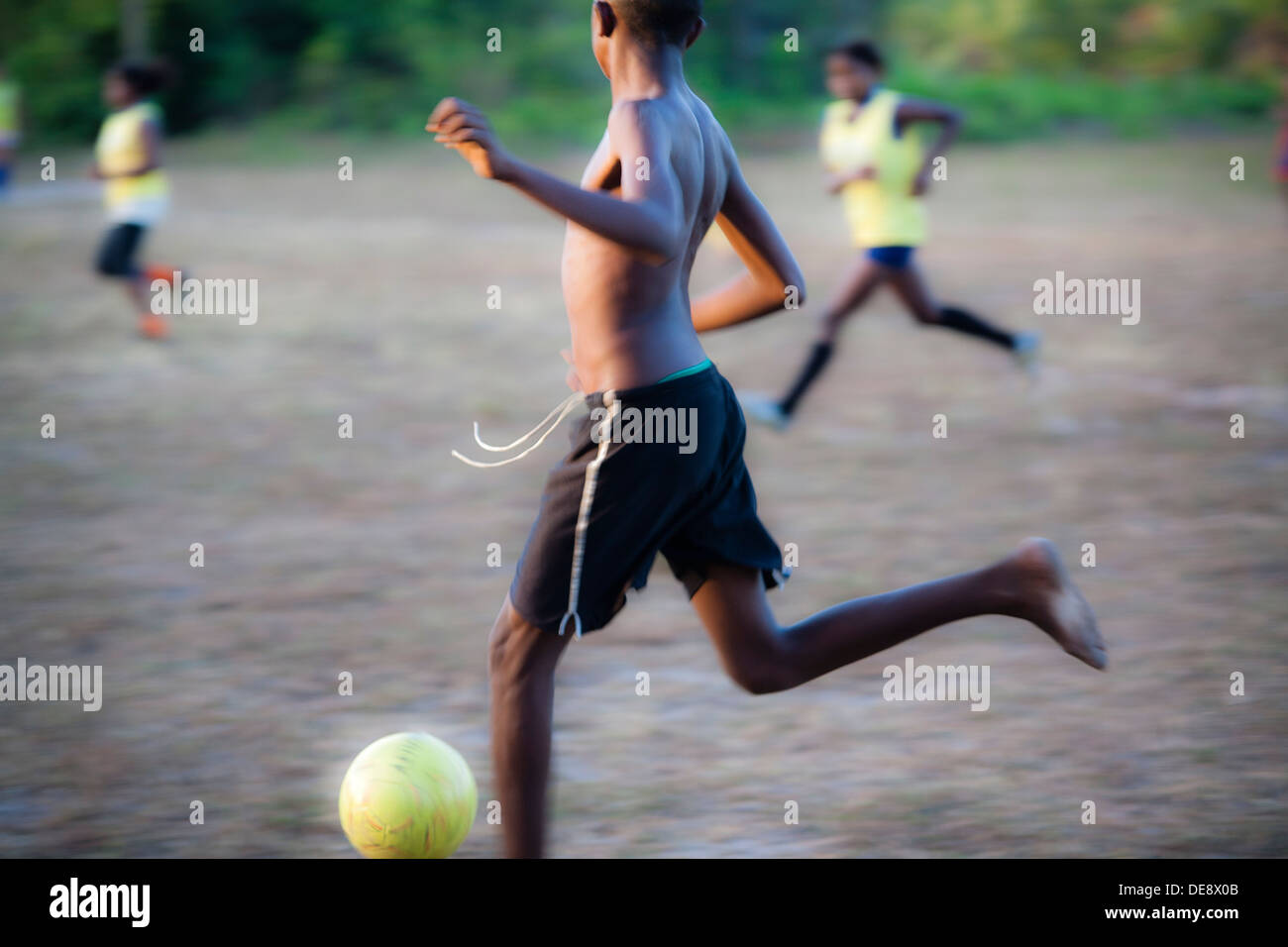 Countryside Brazil soccer. In Brazil black boys with remarkable talent for football usually have the nickname of Pelé. Stock Photo