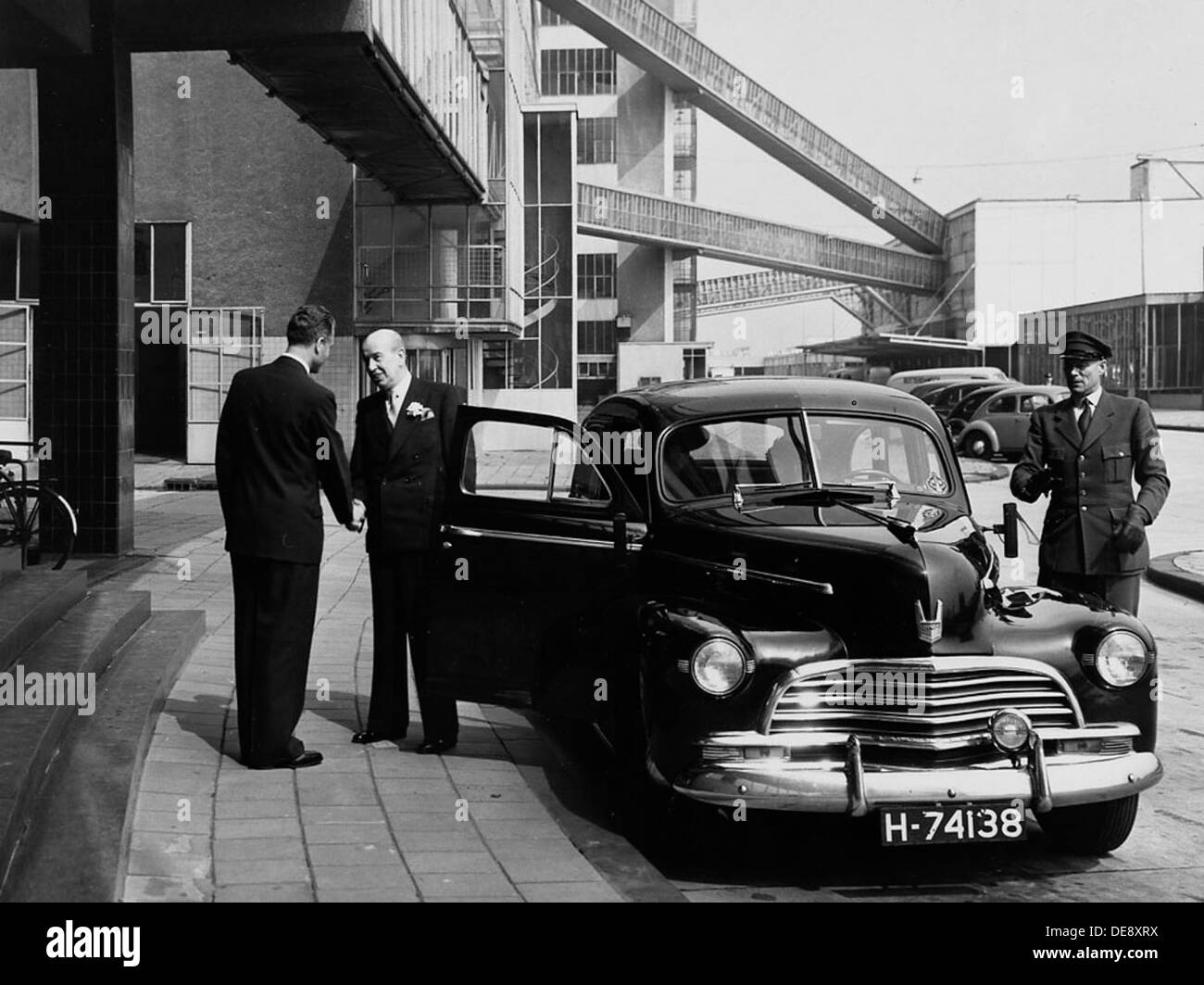 Hr Sonneveld en zijn auto | Mr. Sonneveld and his car Stock Photo