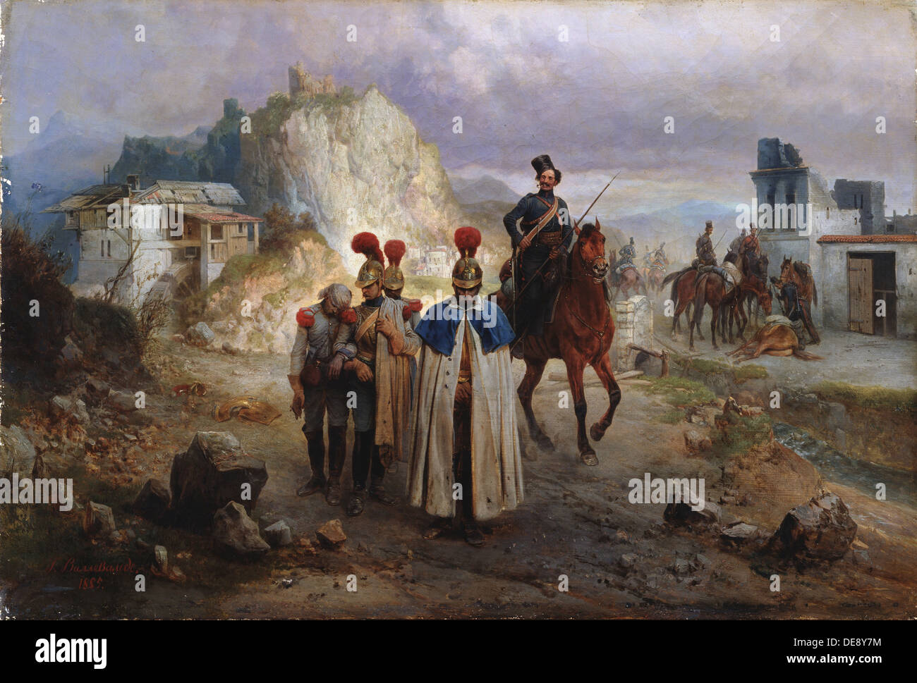 The captive French men in 1814, 1885. Artist: Willewalde, Gottfried (Bogdan Pavlovich) (1818-1903) Stock Photo