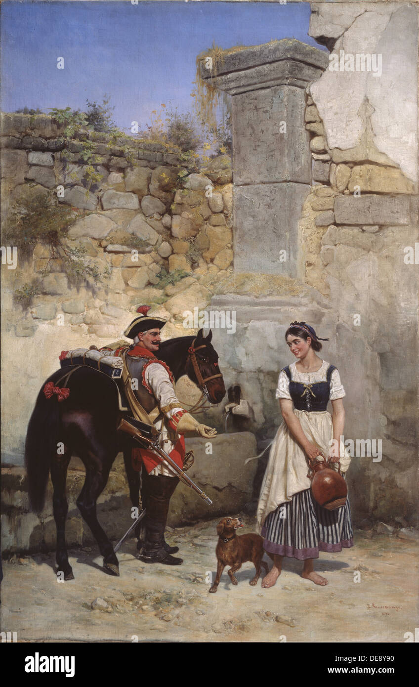 Scene at the Well, 1890. Artist: Willewalde, Gottfried (Bogdan Pavlovich) (1818-1903) Stock Photo
