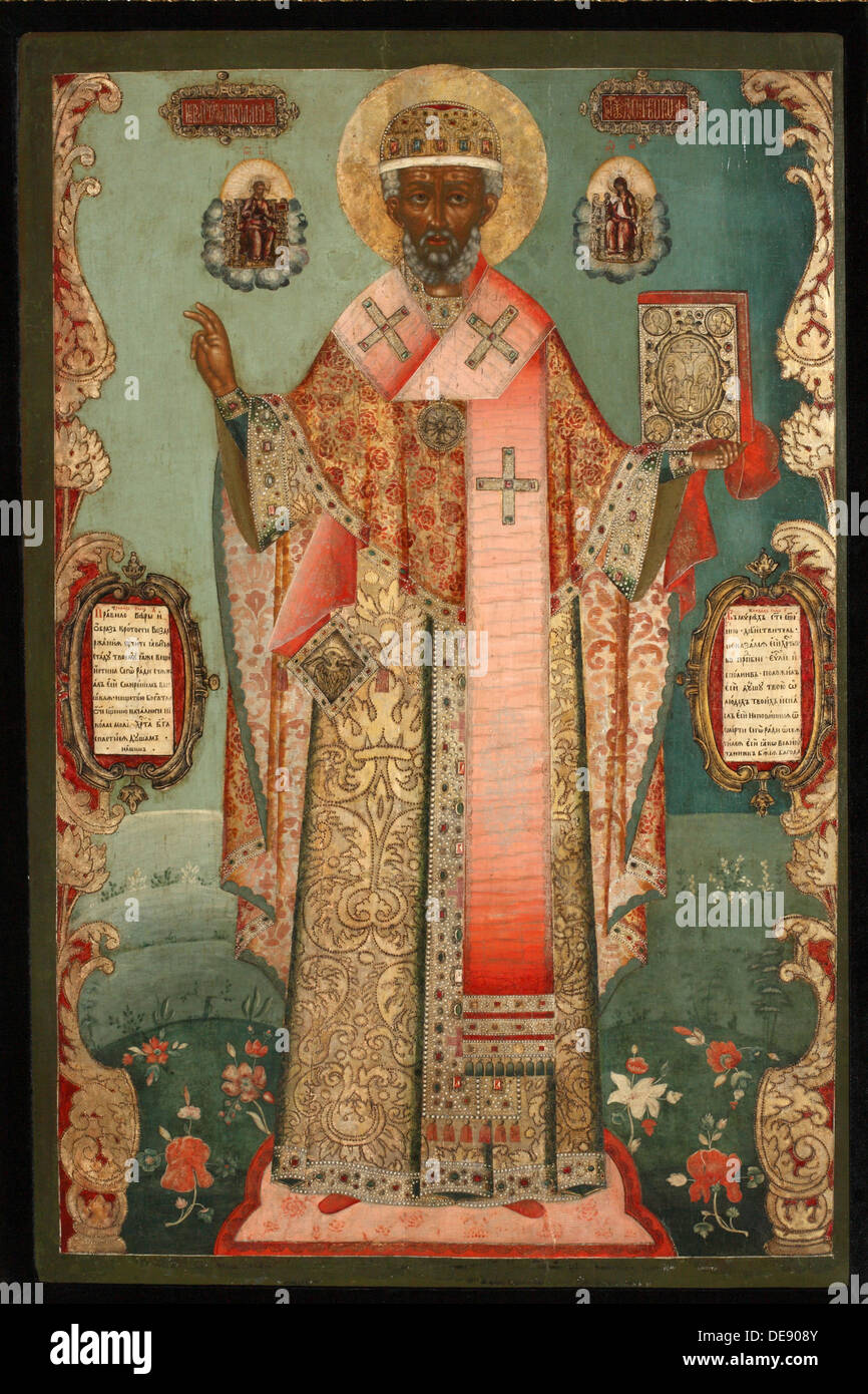 Saint Nicholas of Zaraysk, Early 18th cen.. Artist: Russian icon Stock Photo