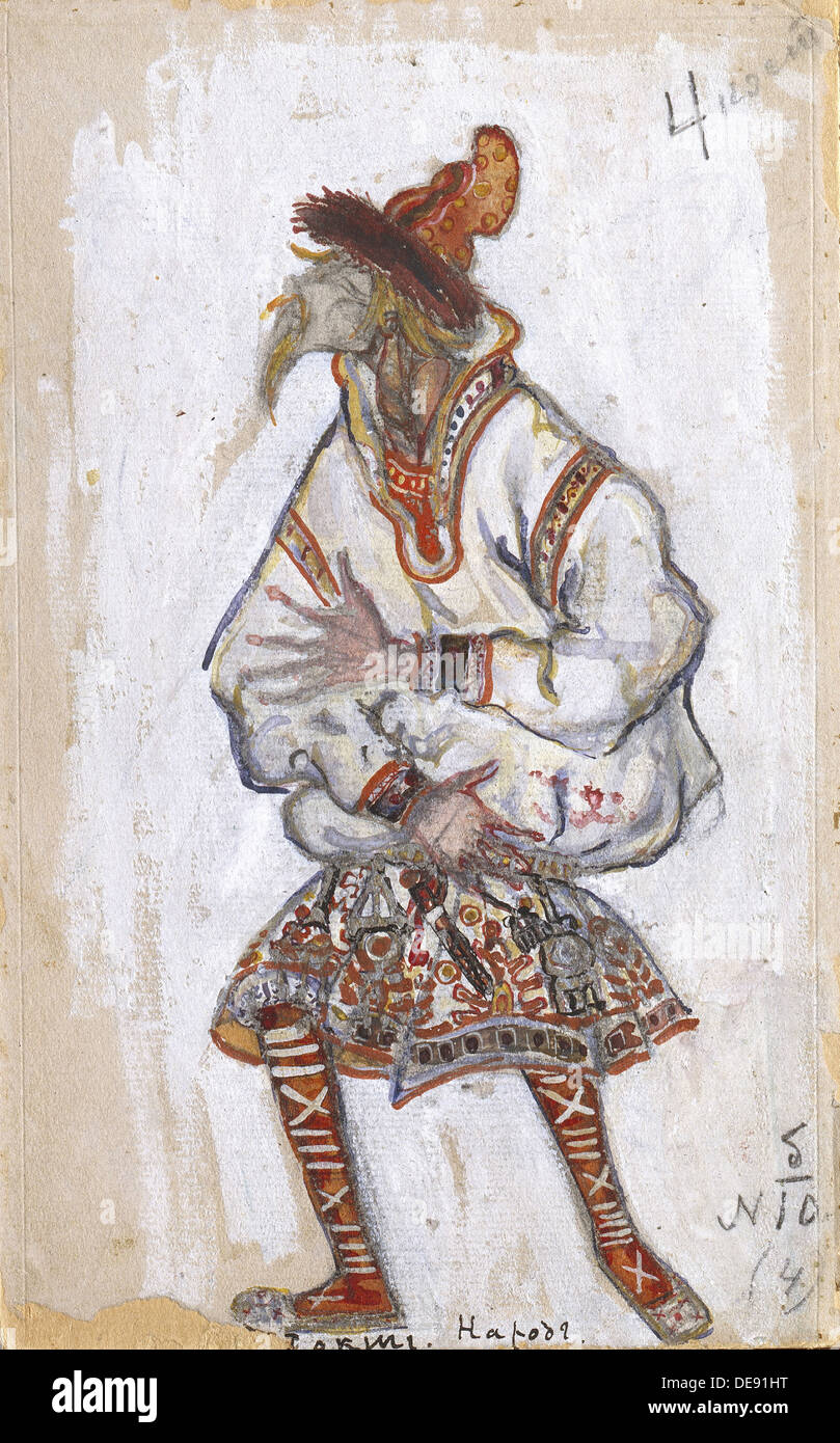 Costume design for the ballet The Rite of Spring (Le Sacre du Printemps) by I. Stravinsky, 1912. Artist: Roerich, Nicholas (1874-1947) Stock Photo