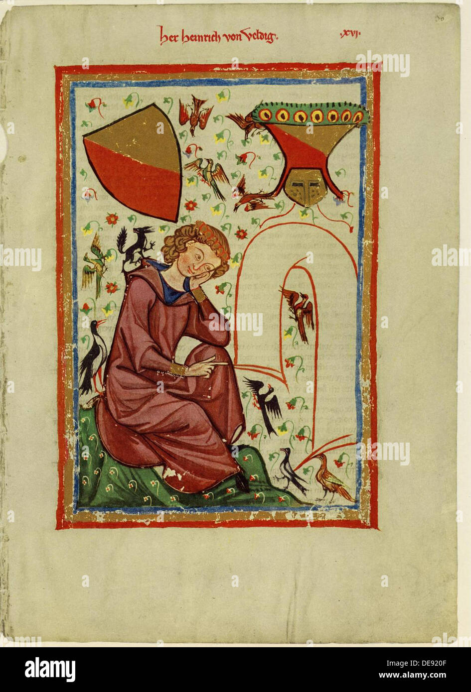 Heinrich von Veldeke (From the Codex Manesse), Between 1305 and 1340. Artist: Anonymous Stock Photo