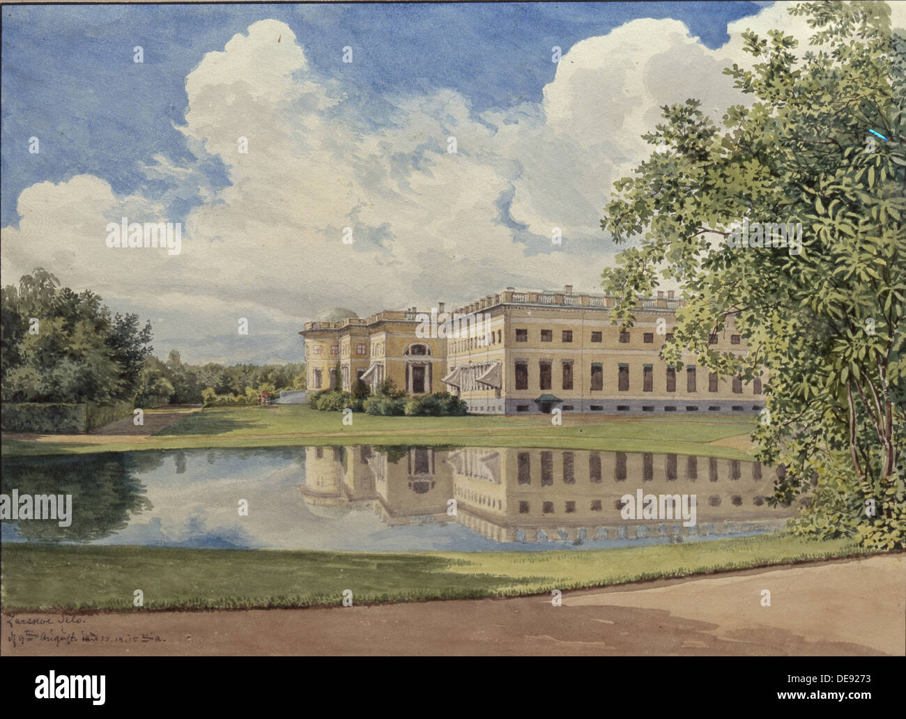 The Alexander Palace in Tsarskoye Selo, 1831. Artist: Reutern, Gerhard Wilhelm, von (1794-1865) Stock Photo