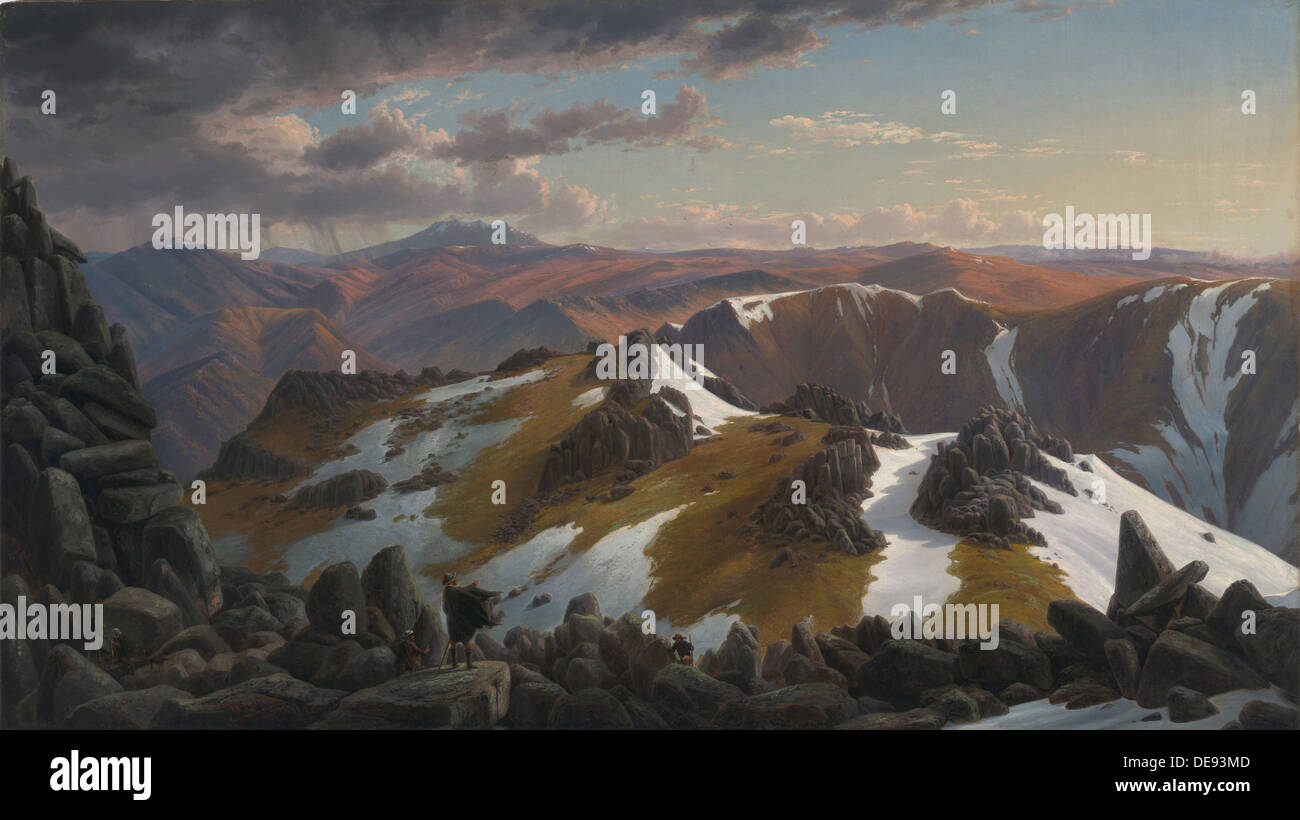 North-east View from the Northern Top of Mount Kosciusko, 1863. Artist: Guerard, Eugene von (1811-1901) Stock Photo