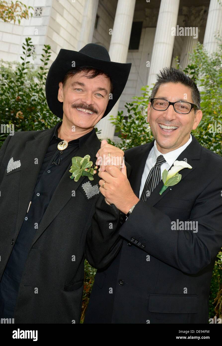 New York, NY. 13th Sep, 2013. Randy Jones, mother, Elaine Jones, mother,  Marge Robbins, Will Grega in attendance for Randy Jones of THE VILLAGE  PEOPLE Marries Will Grega, Office of the City