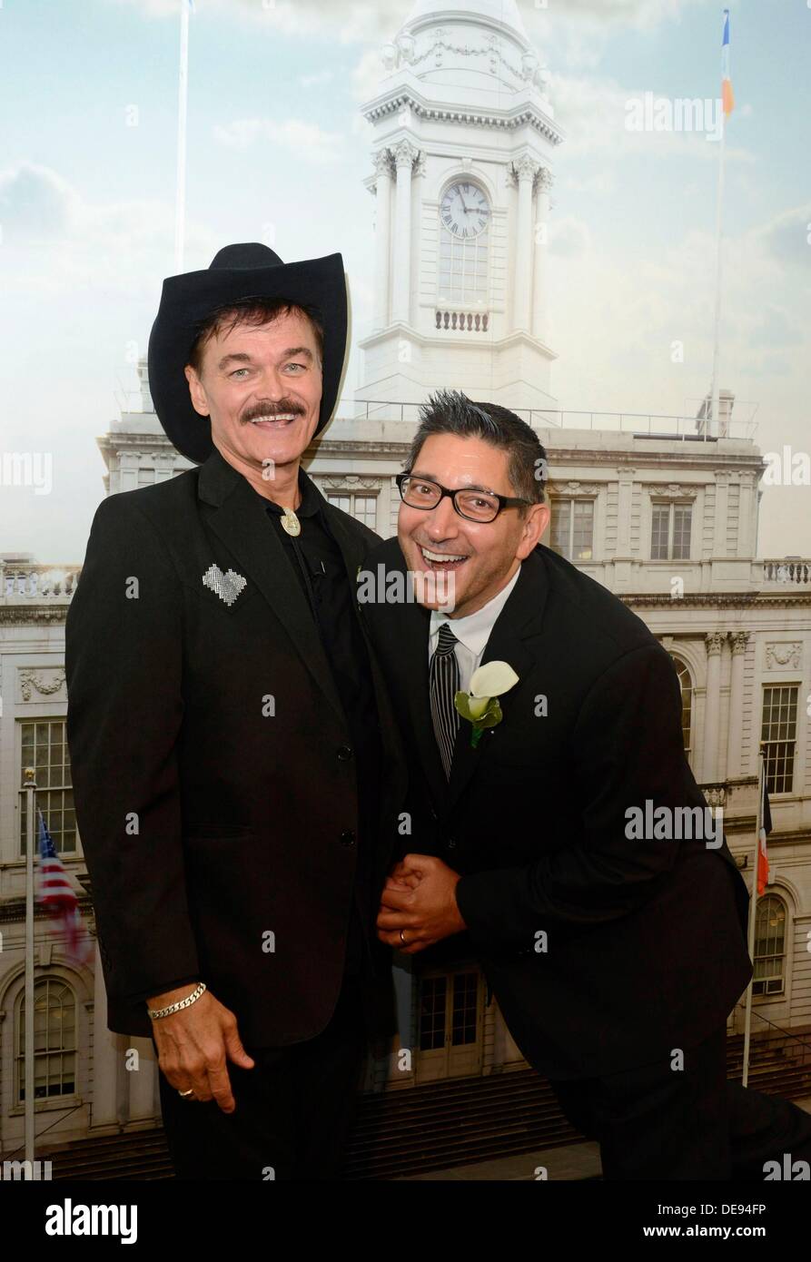 New York, NY. 13th Sep, 2013. Randy Jones, Will Grega in attendance for Randy Jones of THE VILLAGE PEOPLE Marries Will Grega, Office of the City Clerk of New York City, New York, NY September 13, 2013. Credit:  Derek Storm/Everett Collection/Alamy Live News Stock Photo