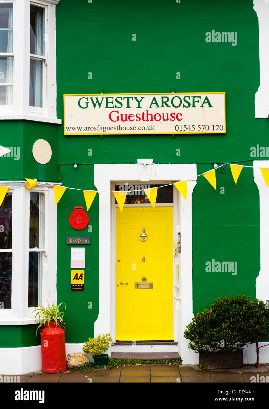 Traditional local guesthouse in the seaside village of Aberaeron, Ceredigion, Wales, UK Stock Photo