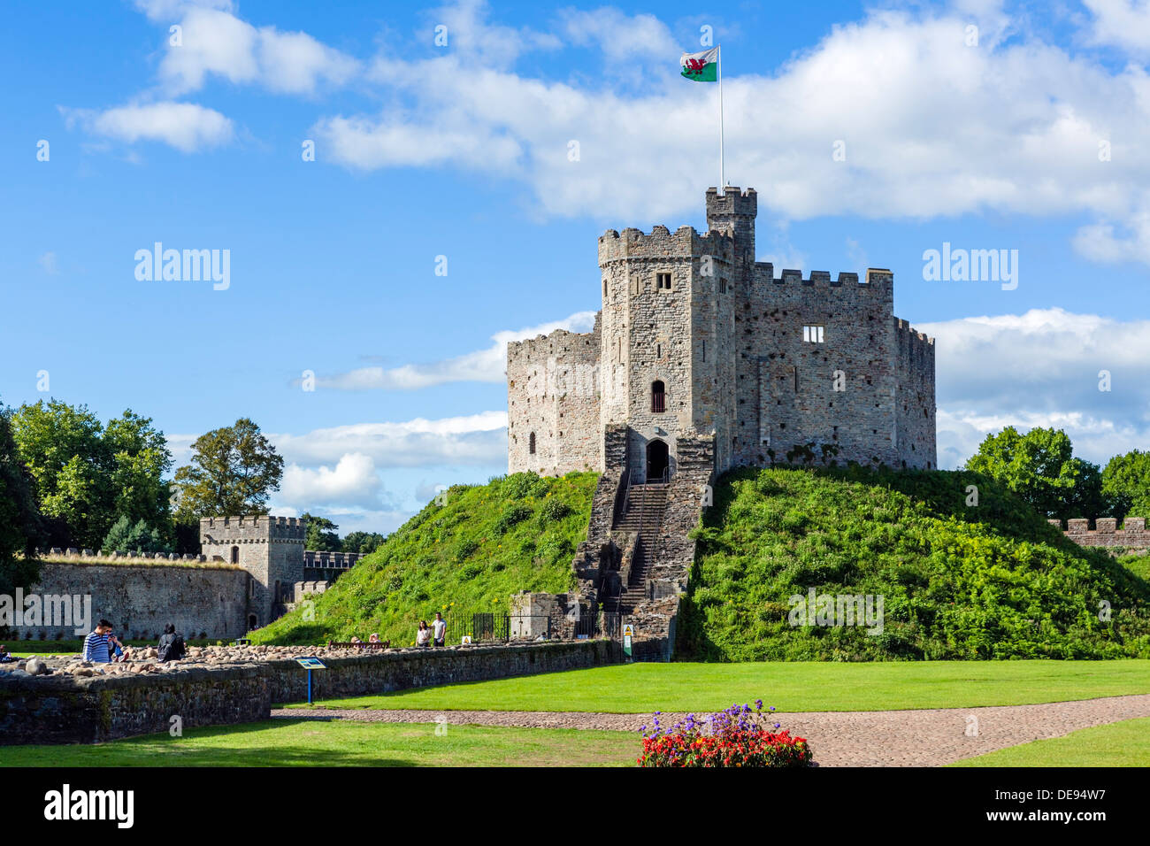 The Norman shell keep inside Cardiff Castle, Cardiff, South Glamorgan, Wales, UK Stock Photo