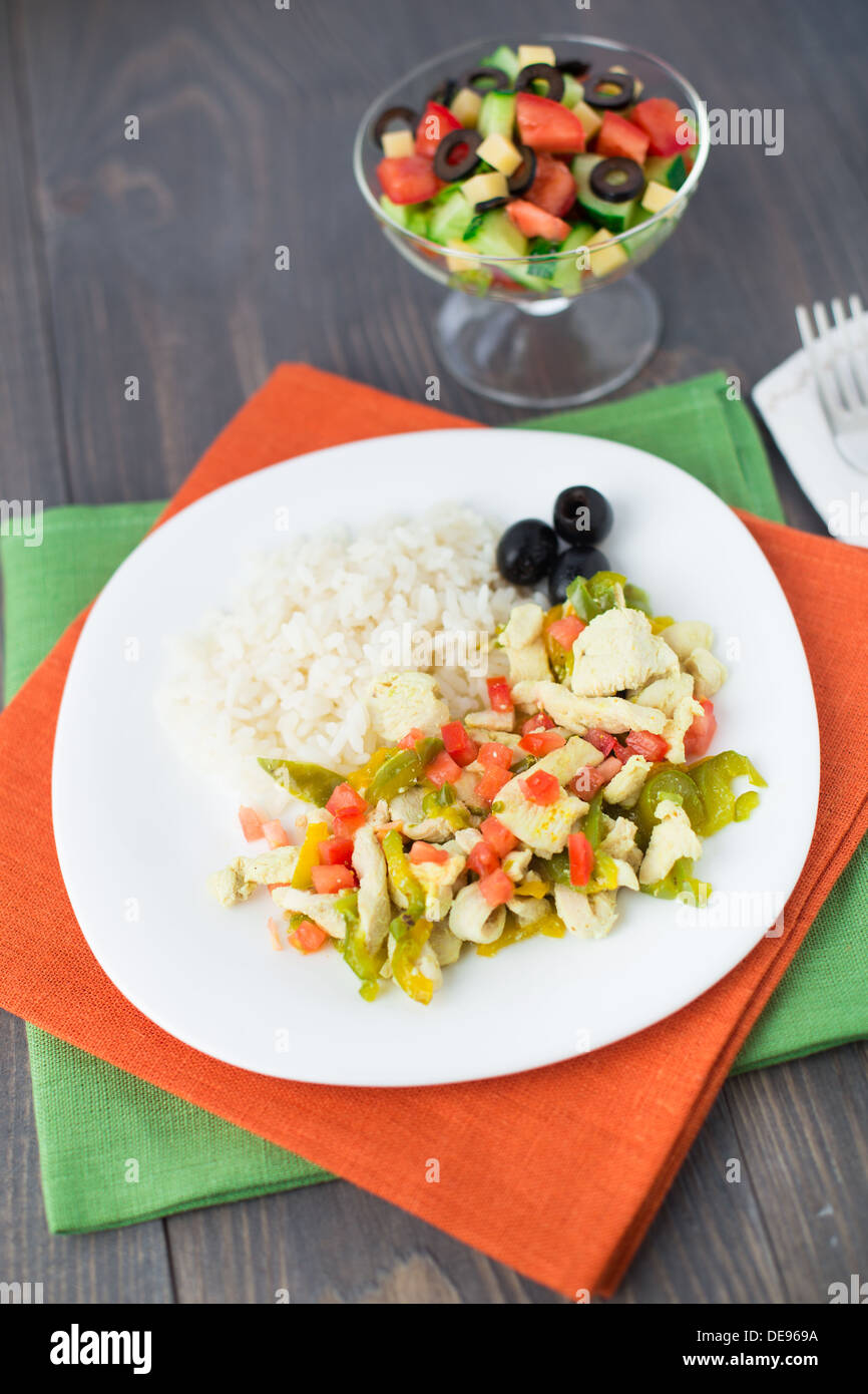 Rice with chicken and vegetables Stock Photo - Alamy