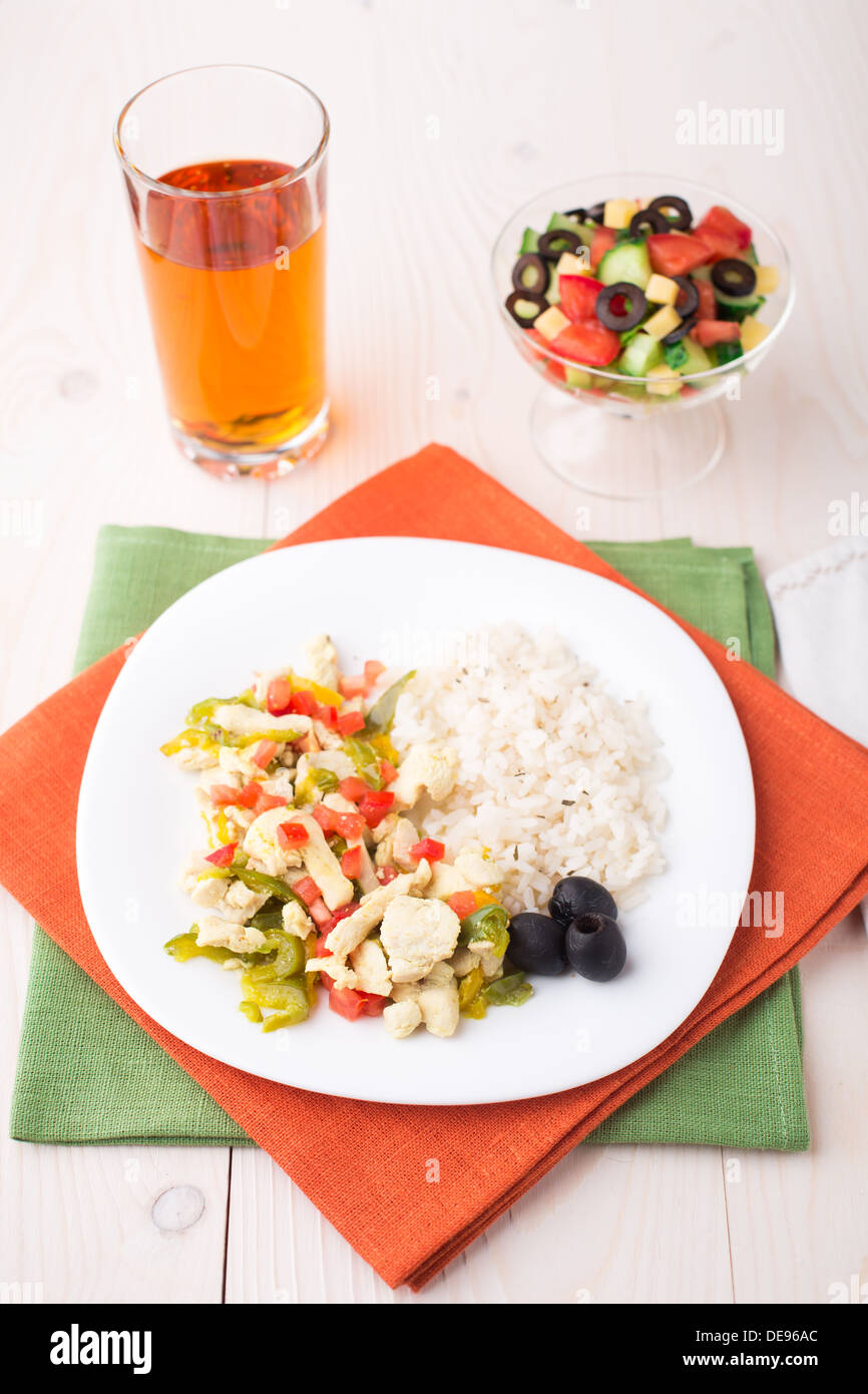 Rice with chicken and vegetables Stock Photo - Alamy