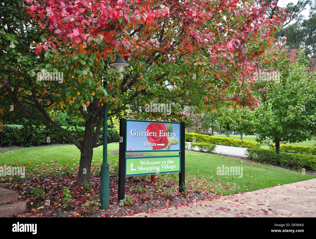 Entry's plaque to the Hunter Valley Gardens in Pokolbin, New South Wales, Australia. Stock Photo