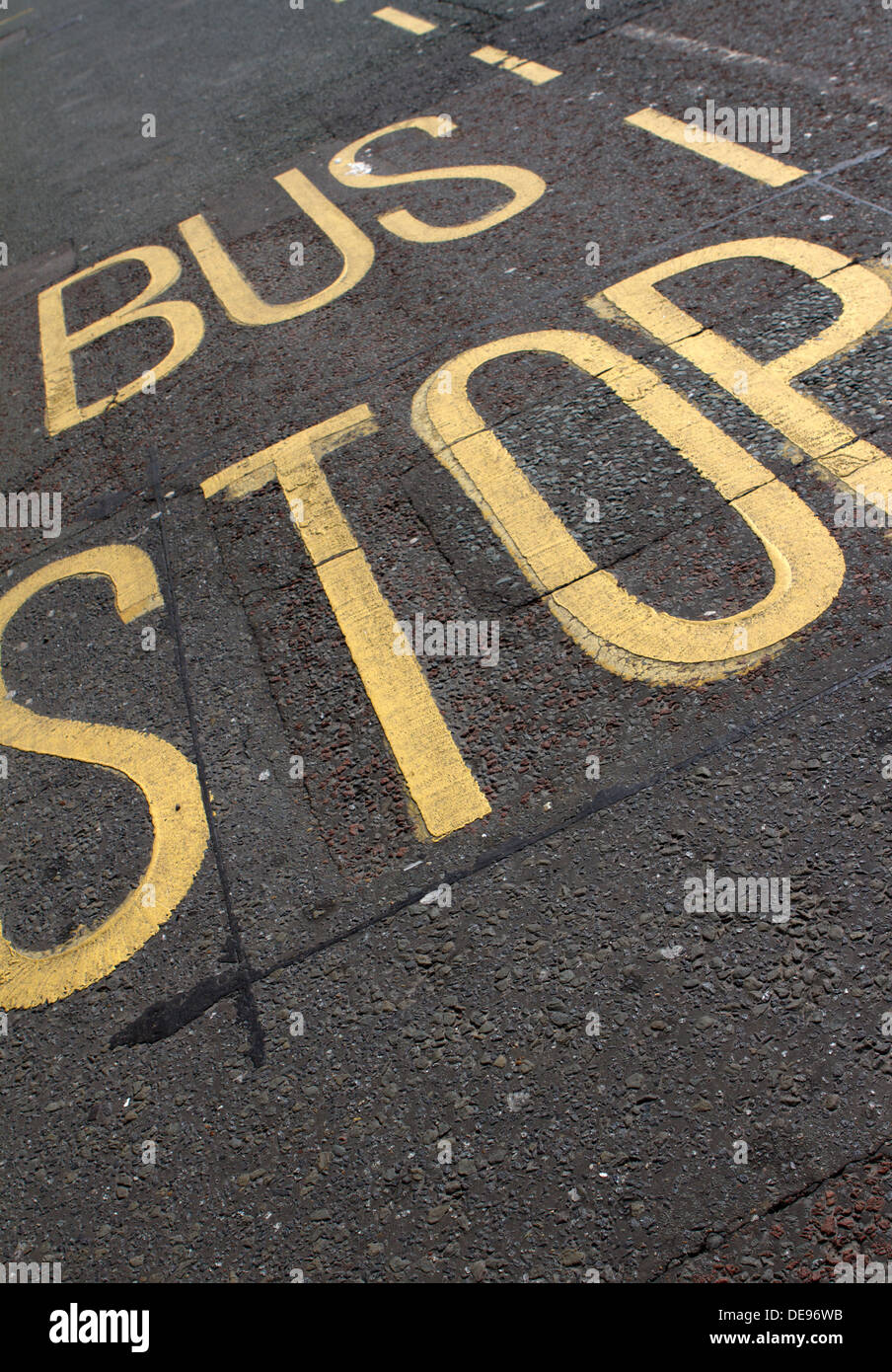 Bus stop road marking. Stock Photo
