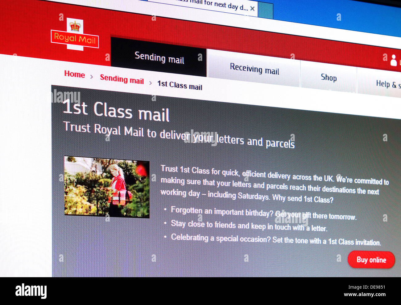 The Royal Mail web site Stock Photo