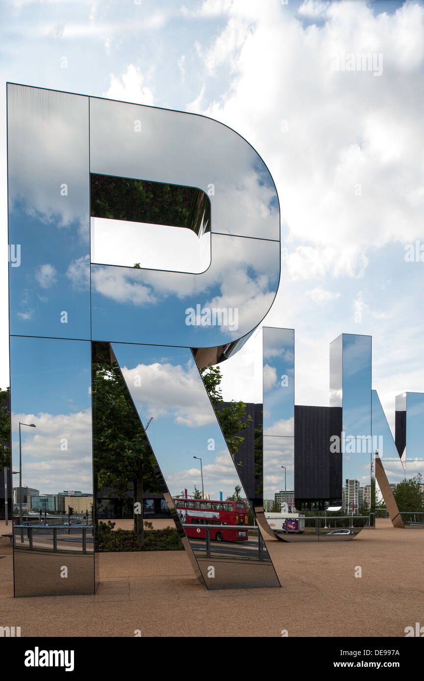 Run Sculpture on plaza of the Copper Box handball arena, Olympic Park